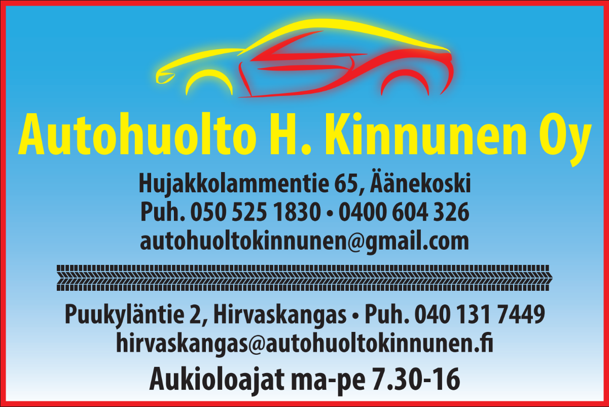 Kipinä Basketin yhteistyökumppani Autohuolto H. Kinnunen Oy